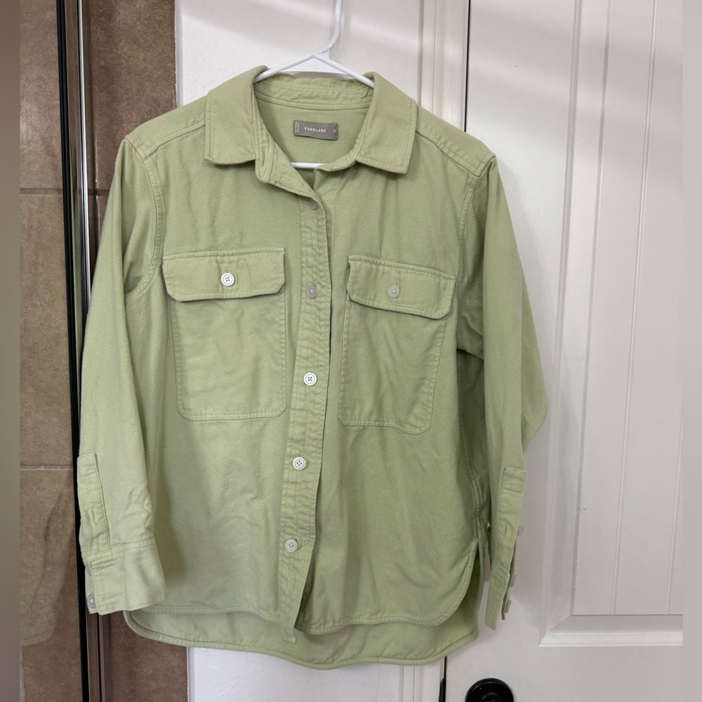 Everlane “Boyfriend” Flannel Shacket — Seagrass · Medium
